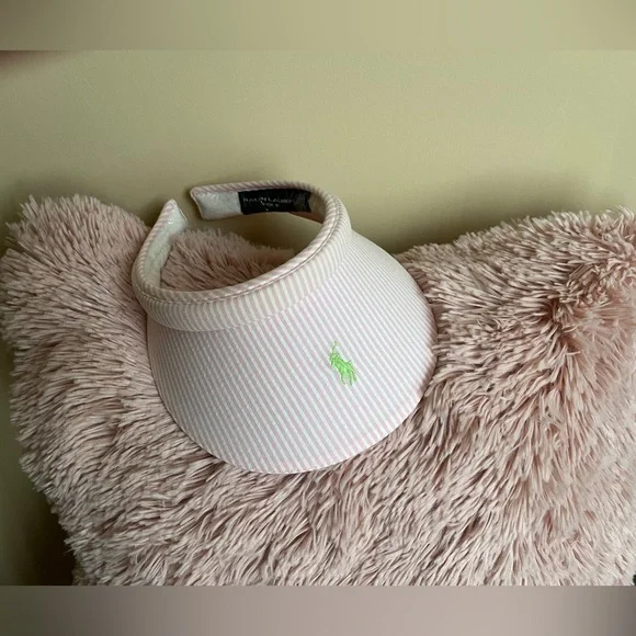 Ralph Lauren GOLF Vintage Pink & White Striped NWT Visor ?? Vintage Polo Ralph Lauren Hat Visor Womens Strapback Pink  main image 4